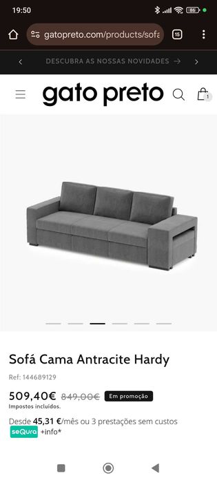 Sofá Cama Antracite Hardy Gato Preto