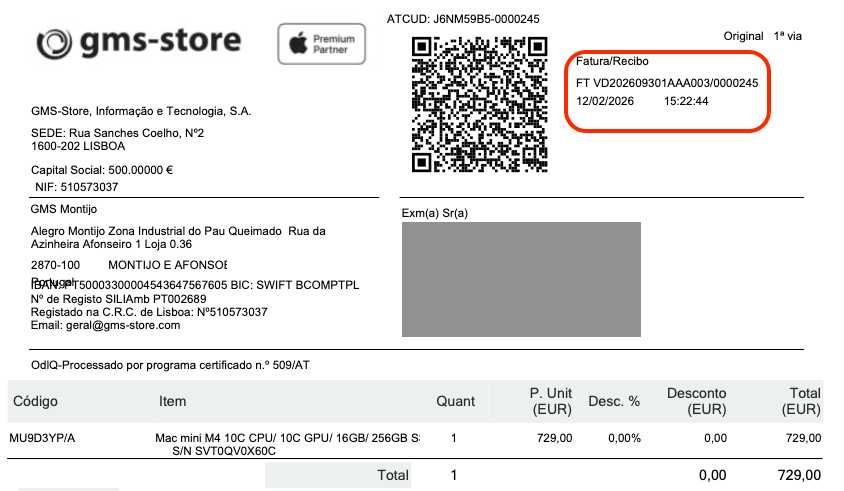 Novo Mac Mini M4 | 16GB RAM, 256GB DISK