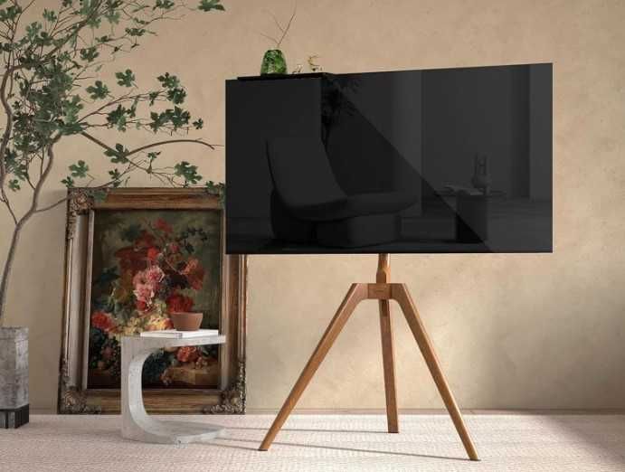 PUTORSEN Suporte de TV com base em tripé para telas planas/curvas de 45-65 polegadas