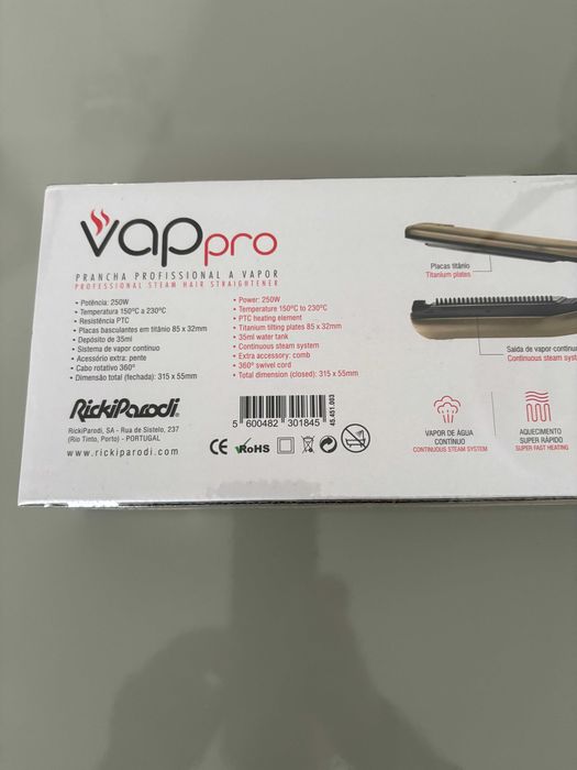 Prancha de Cabelo RickiParodi Vappro Vapor Dourada 230ºC | Nova | Selada