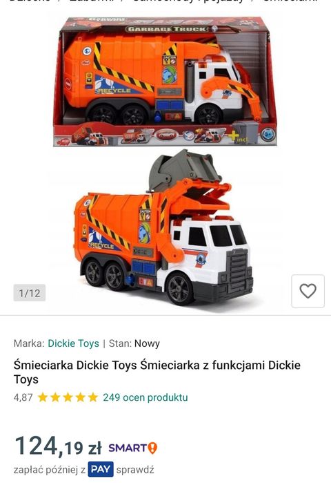 Śmieciarka autko dla dziecka