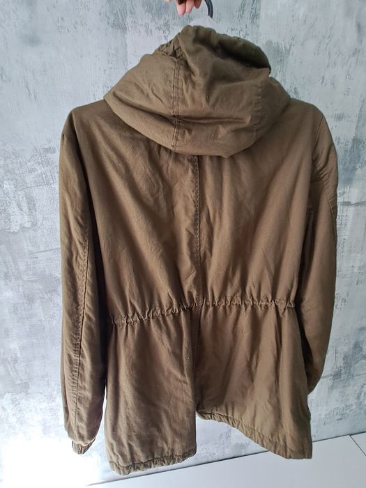 Parka khaki kurtka z kapturem S 36 płaszczyk