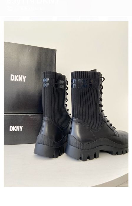 Жіночі шкіряні ботінки DKNY Knit Boot оригінал берци женские ботинки