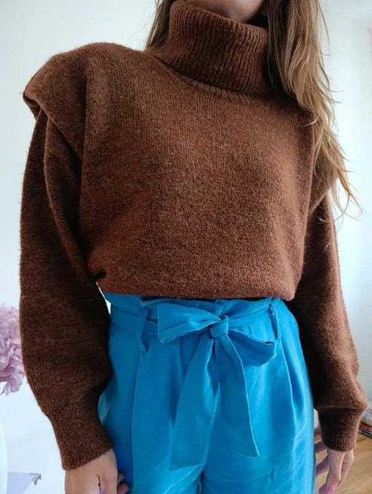 Mango sweter golf wełna bawełna quiet luxury old money m