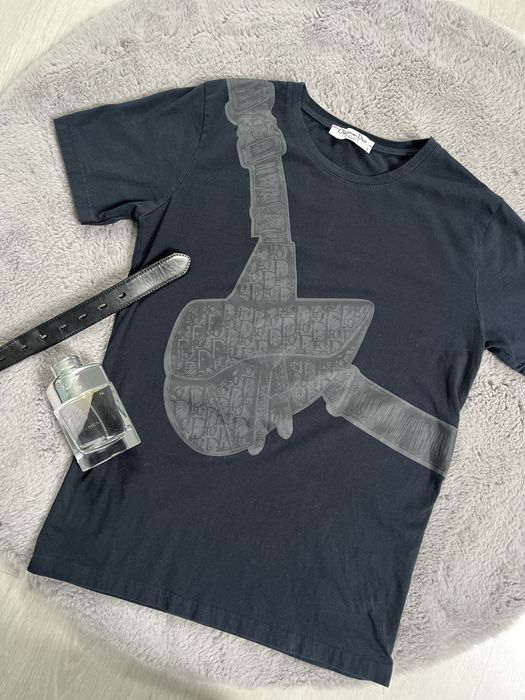 Dior t-shirt saddle bag nadruk czarny męski bawełna oryginalny stylowy