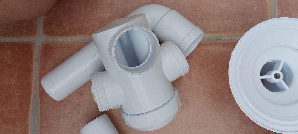 Válvula mais sifão duplo Jimten. Novo com embalagem