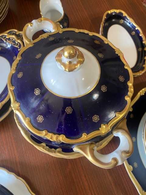 столово-чайний німецький сервіз, кобальт+ золото