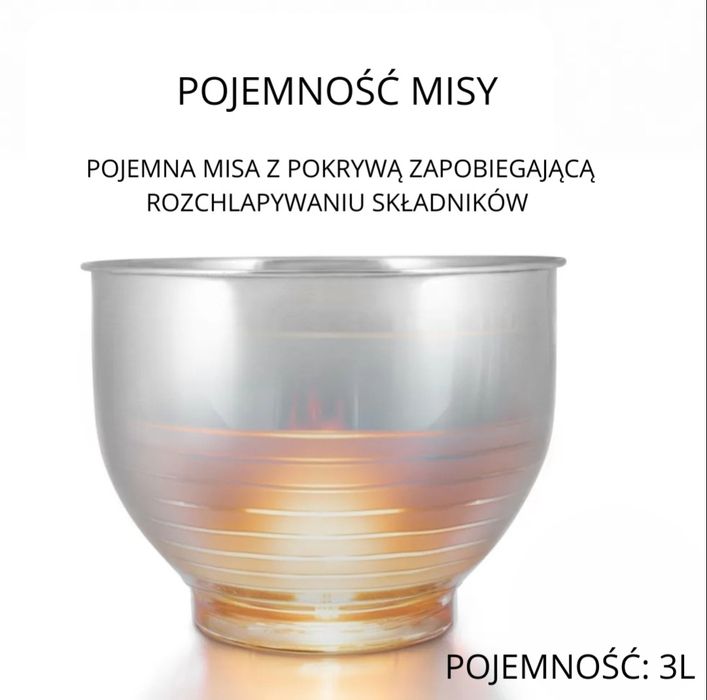 Mikser Planetarny 700W z Miską ze Stali Nierdzewnej 3L
