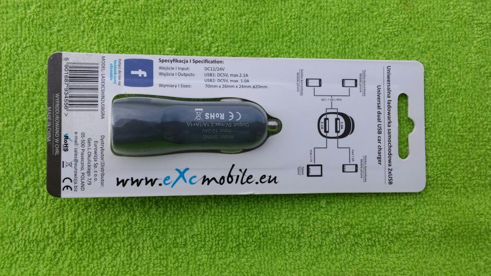Nowa ładowarka samochodowa Exc micro 2xUSB dwa wejscia
