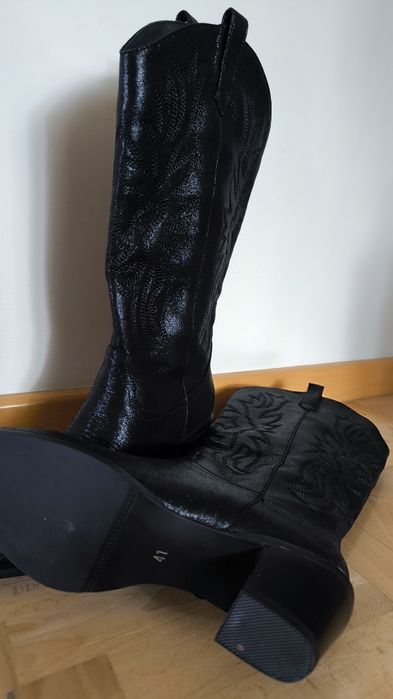 Buty damskie kozaki kowbojki przebranie kowboj 41, 42 czarne