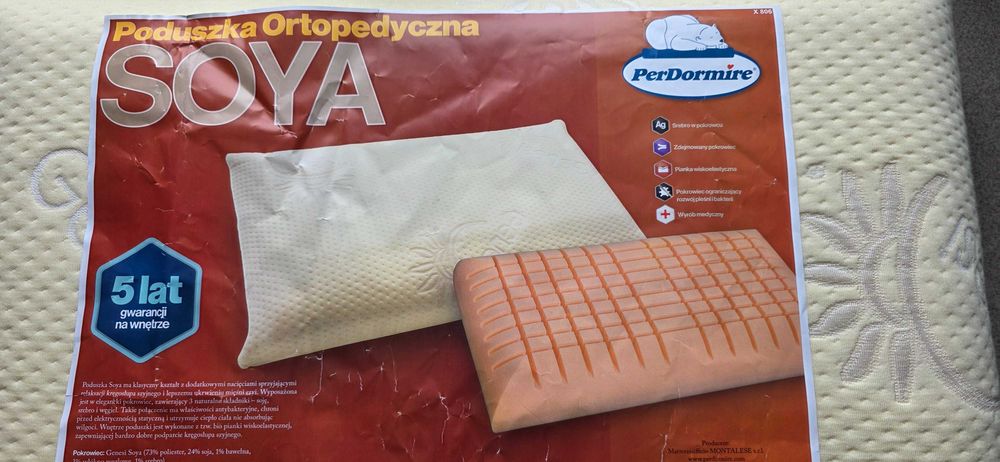 Ortopedyczna Poduszka Firmy PerDomire SOYA – „MADE IN ITALY” NOWA