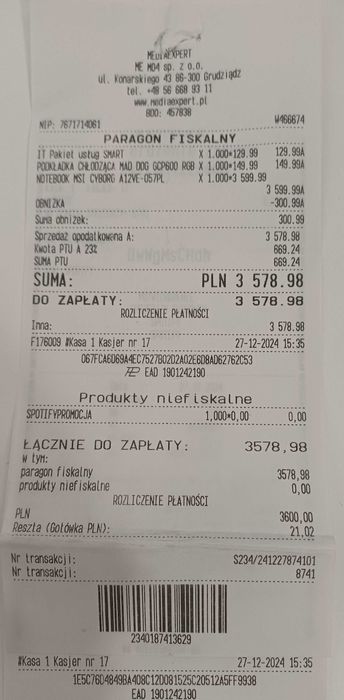 Laptop Gamingowy MSI Cyborg 15