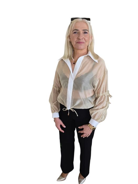 Koszula damska szyfonowa ALIS beżowa rozmiar uniwersalny La DivaMia