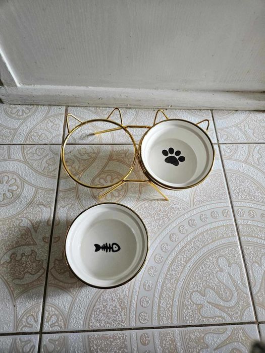 Miski miska dla psa na karmę i wodę dla kota złote  glamour eleganckie
