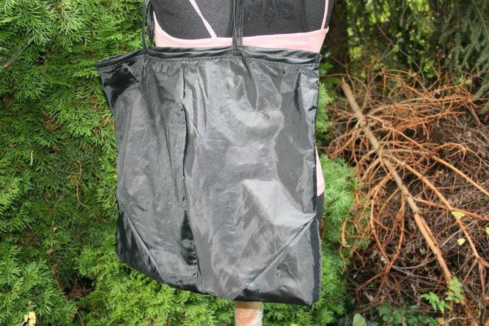 Doskonała czarna torba lekka shopperka ortalion 48x41 parasolka mocna