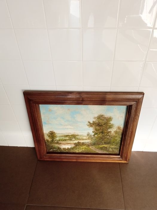 Quadro tela incluindo moldura de madeira maciça