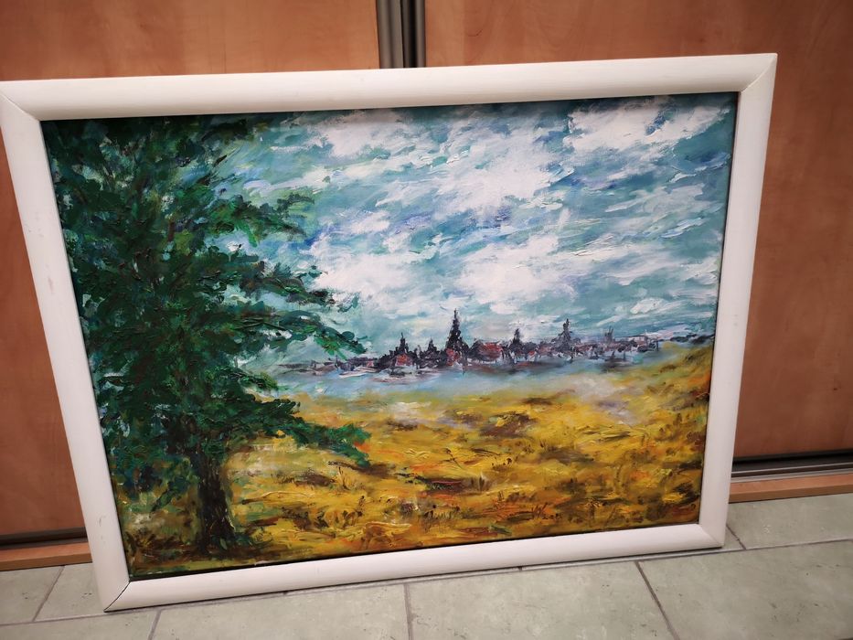 Obraz pejzaż krajobraz obraz w Białej ramię Duży