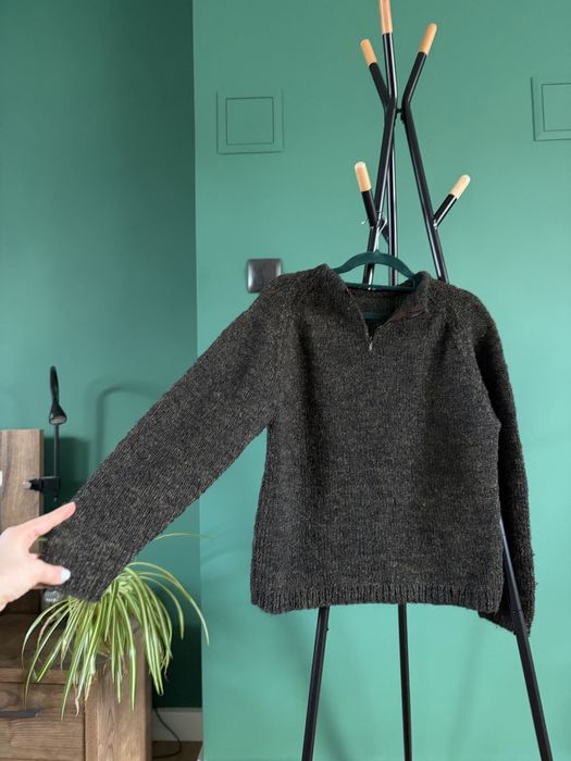 Sweter brąz wełna wool brown ciepły vintage elastyczny
