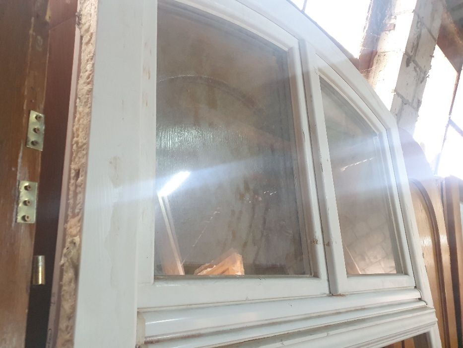 OKNO Drewniane Łukowe Sosnowe ze szprosami Białe 120x228cm