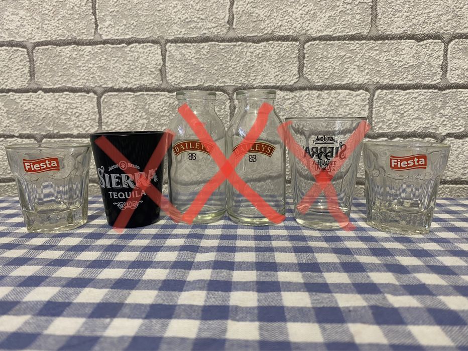 Бокалы разные, шоты