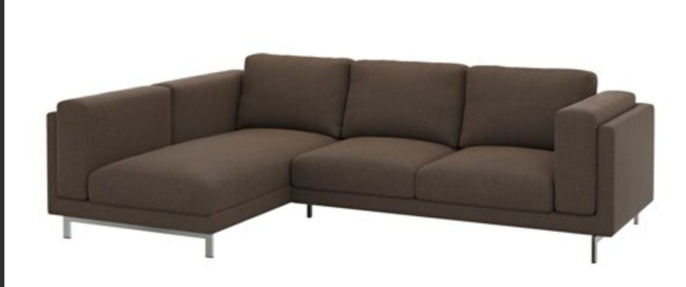 Ikea Nockeby pokrycie na sofe 2 osobowa z lezanką lewe brazowy