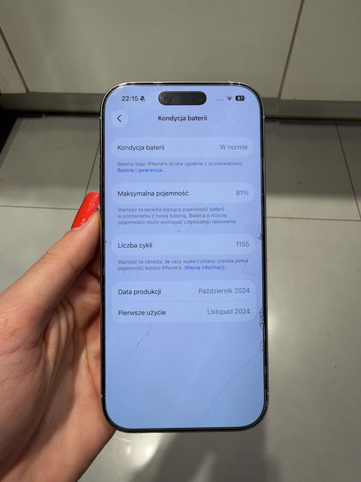 iPhone 16 Pro 128 GB White Titanium | Zadbany | 81% baterii