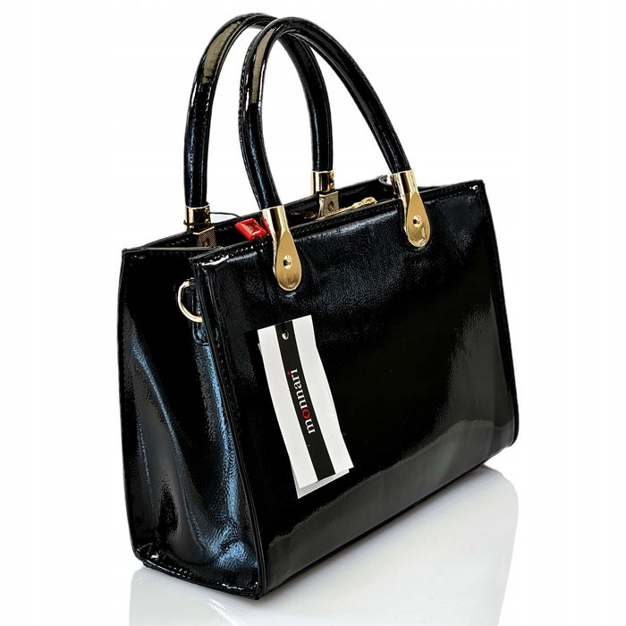 Torebka Damska MONNARI Czarna Klasyczna Kuferek Na Ramię Skóra Eko