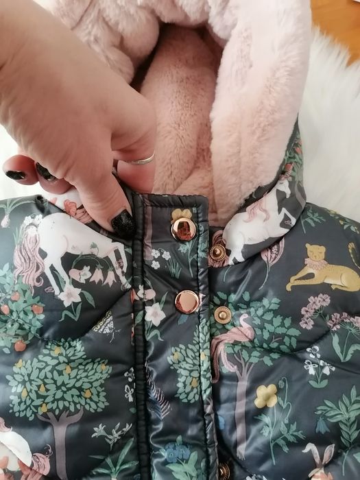 Zimowa kurtka Next 62-68 jednorożce