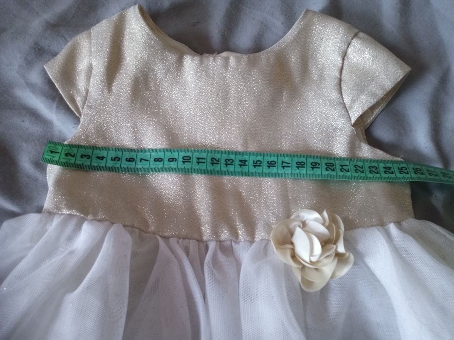 Elegancka sukienka kremowo- złota 80 H&M