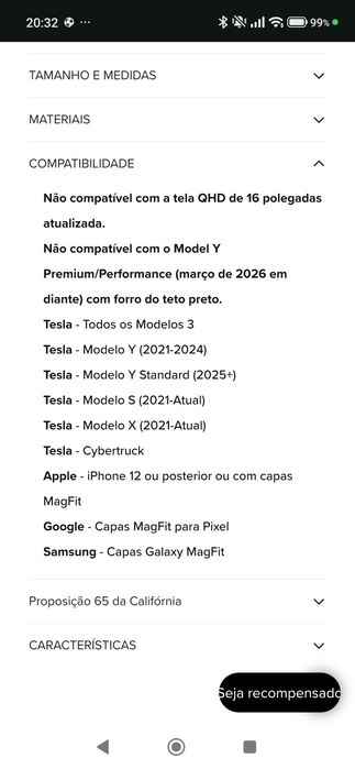 Suporte telemovel para Tesla
