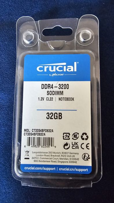 Pamięć ram DDR4  Crucial 3200 32gb