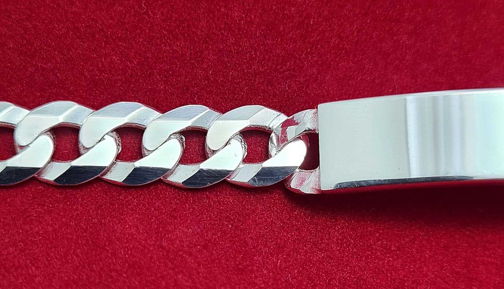 Bransoleta srebrna szer. 8,6 mm długość 23 cm PANCERKA z BLACHĄ