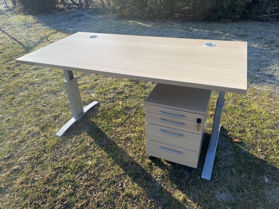 Biurko MDD  160x80 regulowana wysokość + roll kontener 4-szufladowy