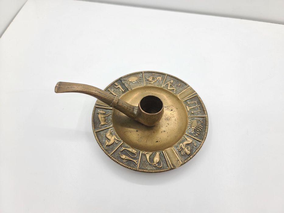 Подсвечник латунь пепельница трубка знаки зодиака