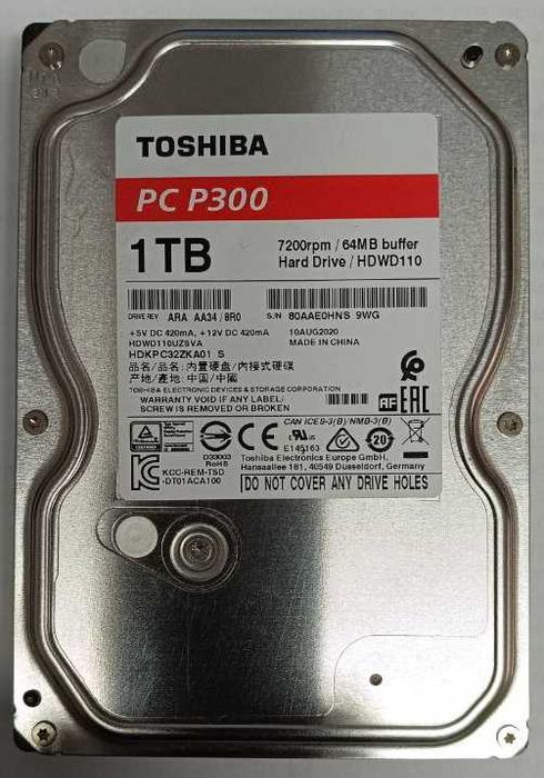 Жесткий диск HDD SATA 3.5" Toshiba 1 Тб