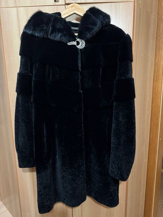 Шубка мутон с норкой