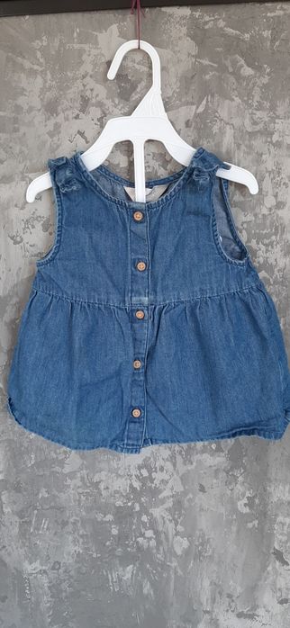 Bluzka tunika na ramiączkach jeansowa, rozm 74, stan bdb
