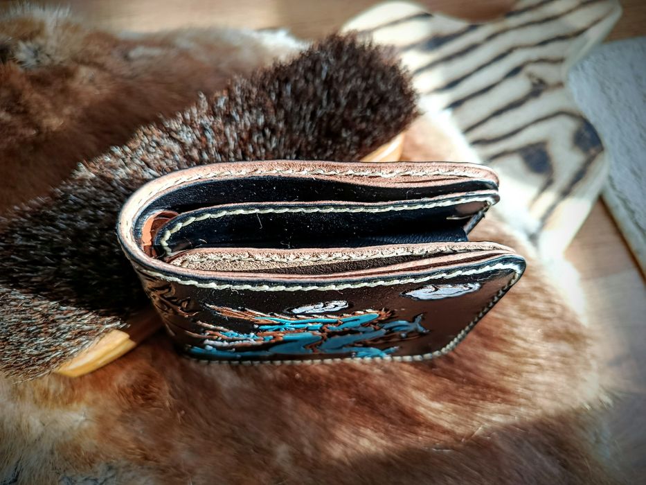 Portfel skóra naturalna ręcznie robiony handmade chińskie smoki