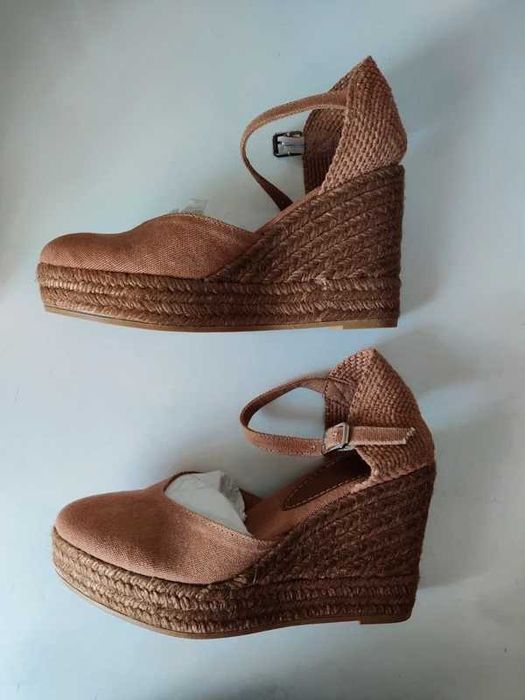 Alpercatas cunhas castanhas/bege Minelli