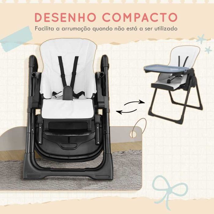 Cadeira de Refeição para Bebé Ajustável e Dobrável