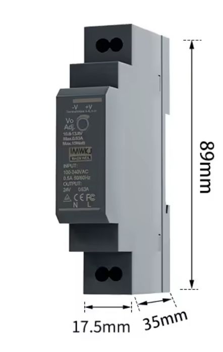 Блок живлення DIN-рейковий HDR-15-12 12V 1.25A (15W)