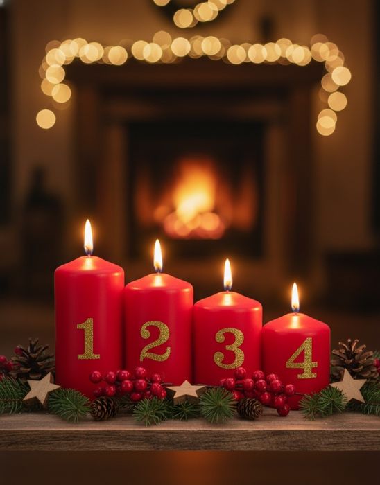 Свічки адвент червоні та білі