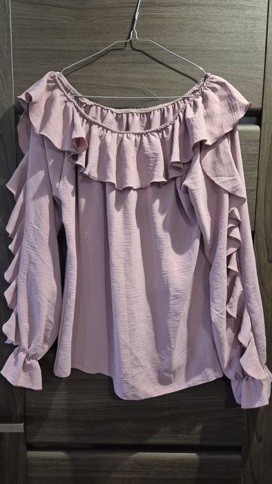 Bluzka hiszpanka puder róż roz uniwersalny S M L XL