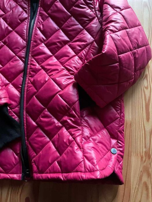 Modna, trendy luźna kurtka wiosenna, jednolity kolor bordo styl casual