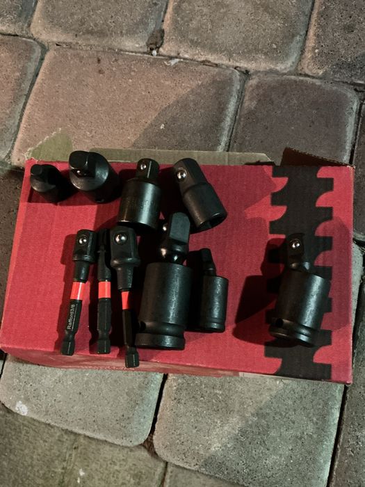 Набор10шт якіснихУдарних cr-va перехідник адаптер карданчик1/4 3/8 1/2