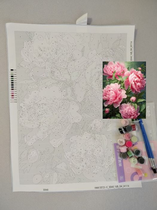 Malowanie po numerach 30x40 piwonie