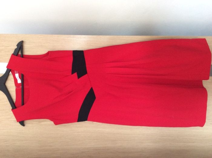 Sukienka Calvin Klein czerwona, bawełna i jedwab rozm 6 (38)