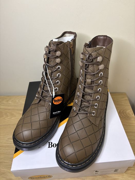 Dockers by Gerli Damskie Botki Brązowe | Sznurowane | Pikowane |