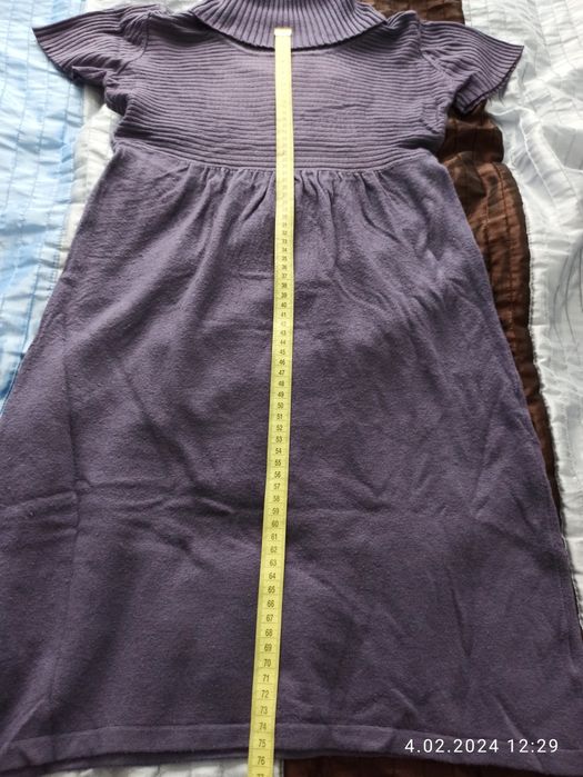 Sukienka fiołkowa cienka na zimę