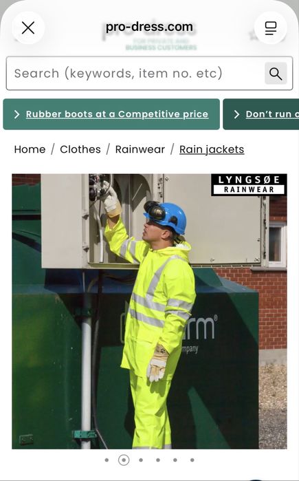 Fato impermeável, alta visiblidade e resistente a fogo